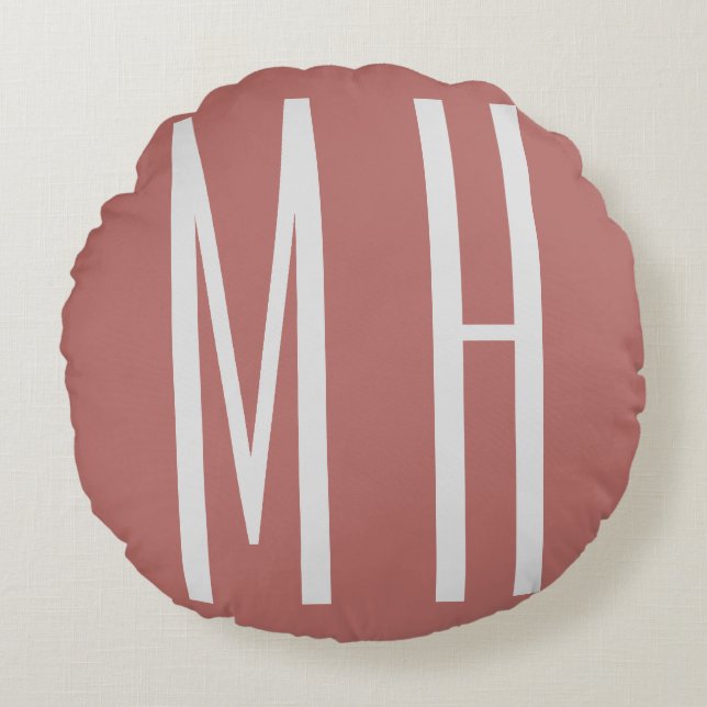 Modern Monogram Professional Plain Minimalist Round Pillow (Front)