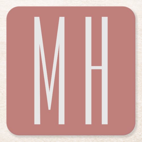 Modern Monogram Professional Plain Minimalist Square Paper Coaster