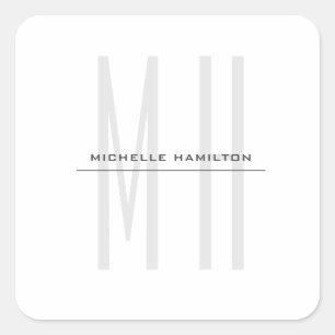 Modern Monogram Professional Plain Minimalist Square Sticker
