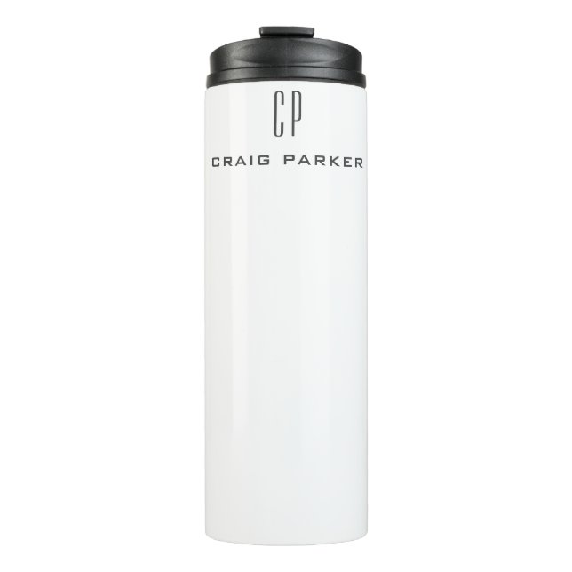 Modern Monogram Professional Plain Minimalist Thermal Tumbler (Front)