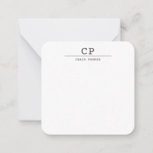 Modern Monogram Professional Plain Note Card