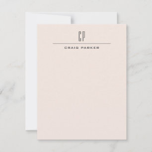 Modern Monogram Professional Plain Pastel Color Note Card