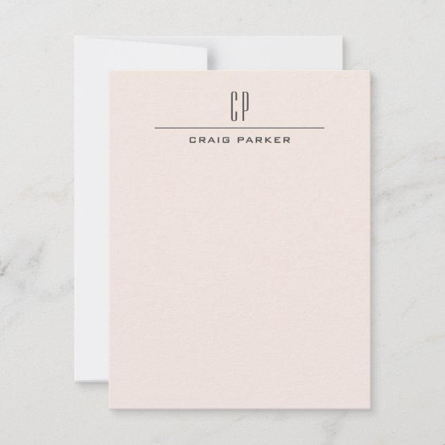 Modern Monogram Professional Plain Pastel Color Note Card (Front)