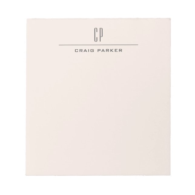 Modern Monogram Professional Plain Pastel Color Notepad (Front)
