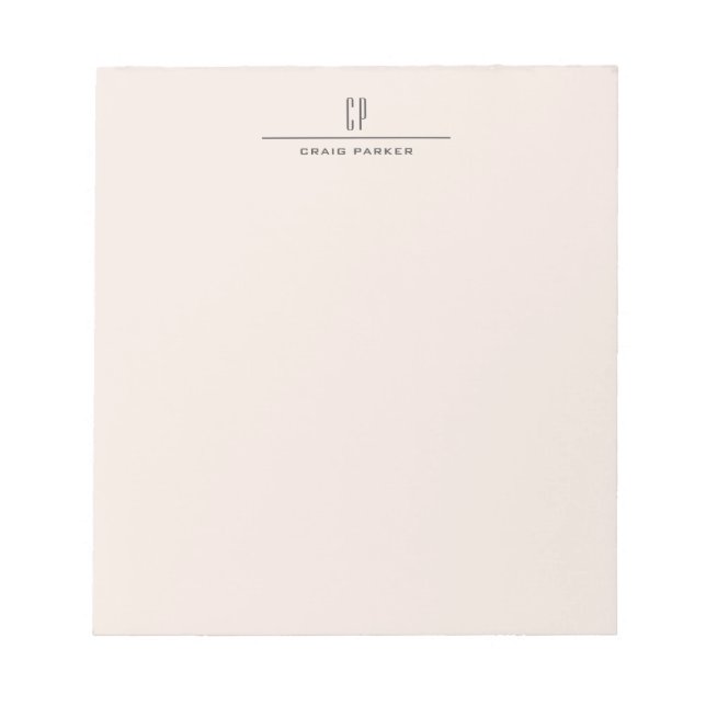 Modern Monogram Professional Plain Pastel Color Notepad (Front)