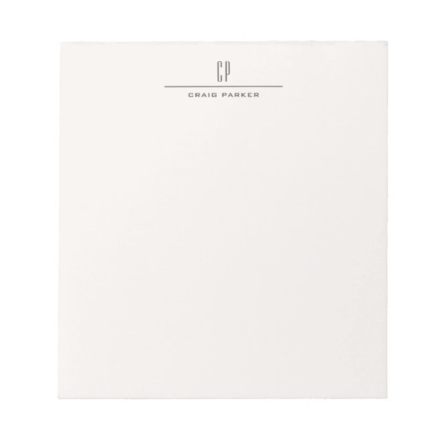 Modern Monogram Professional Plain Pastel Color Notepad (Front)