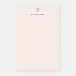Modern Monogram Professional Plain Pastel Color Post-it Notes
