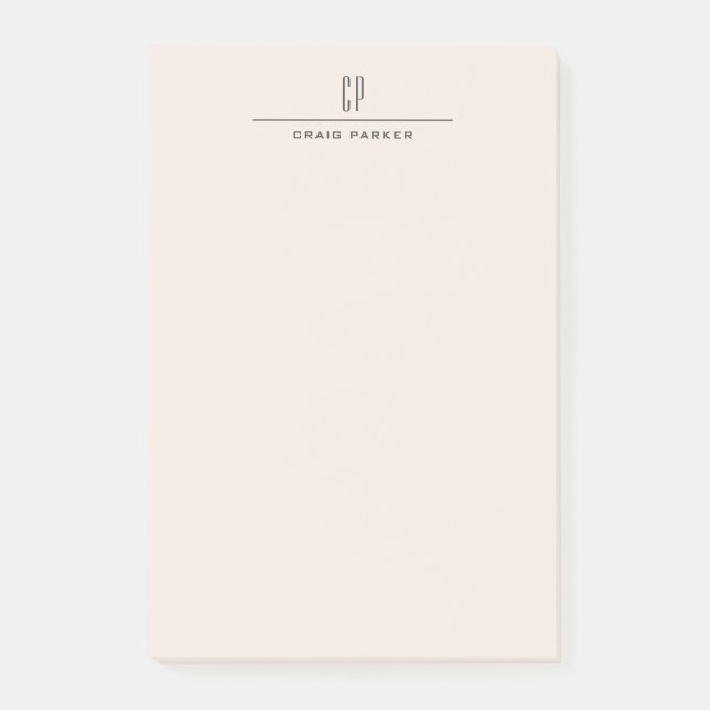 Modern Monogram Professional Plain Pastel Color Post-it Notes (Front)