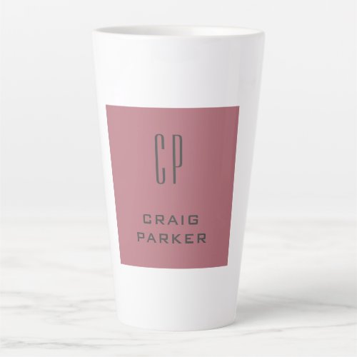 Modern Monogram Professional Plain Rose Gold White Latte Mug