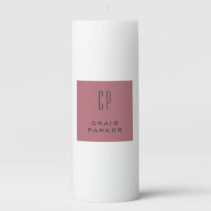 Modern Monogram Professional Plain Rose Gold White Pillar Candle