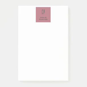 Modern Monogram Professional Plain Rose Gold White Post-it Notes