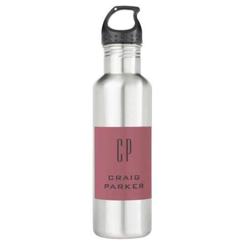 Modern Monogram Professional Plain Rose Gold White Stainless Steel Water Bottle