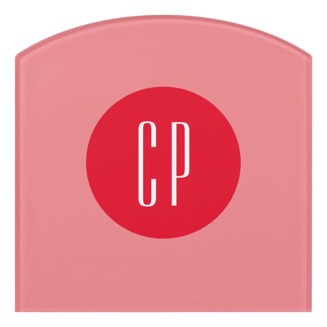Modern Monogram Professional Plain Simple Initials Door Sign (Contour Front)