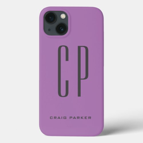 Modern Monogram Professional Plain Simple Lavender iPhone 13 Case
