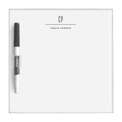 Modern Monogram Professional Plain Simple Minimal Dry Erase Board