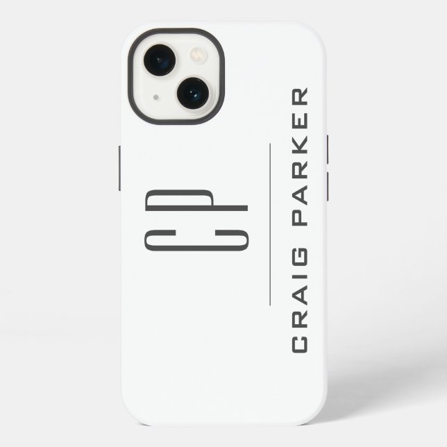 Modern Monogram Professional Plain Simple Minimal Iphone Case (Back)