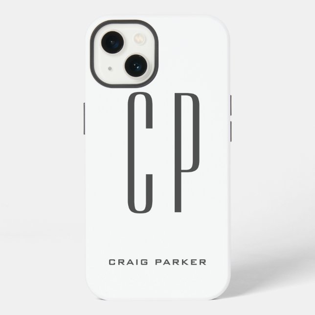 Modern Monogram Professional Plain Simple Minimal Iphone Case (Back)