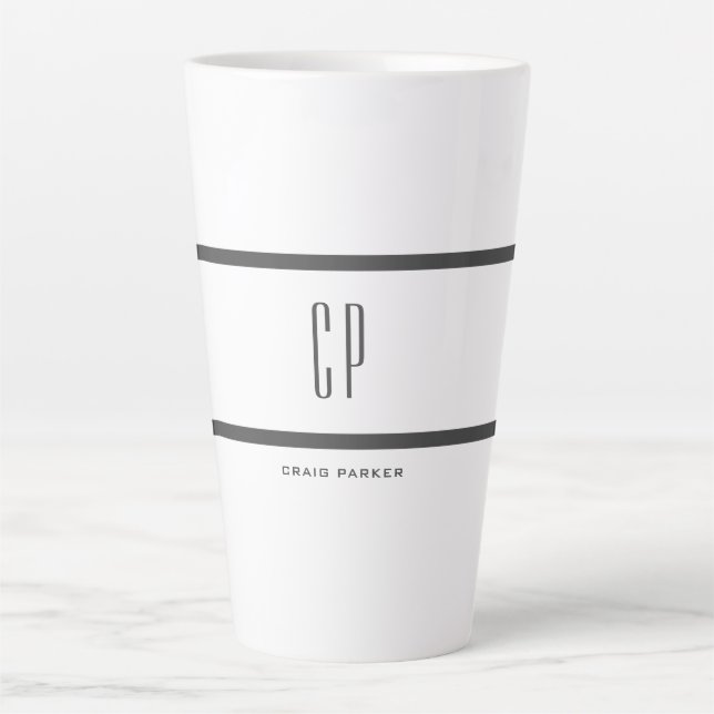 Modern Monogram Professional Plain Simple Minimal Latte Mug (Front)