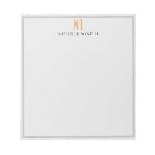 Modern Monogram Professional Plain Simple Minimal Notepad