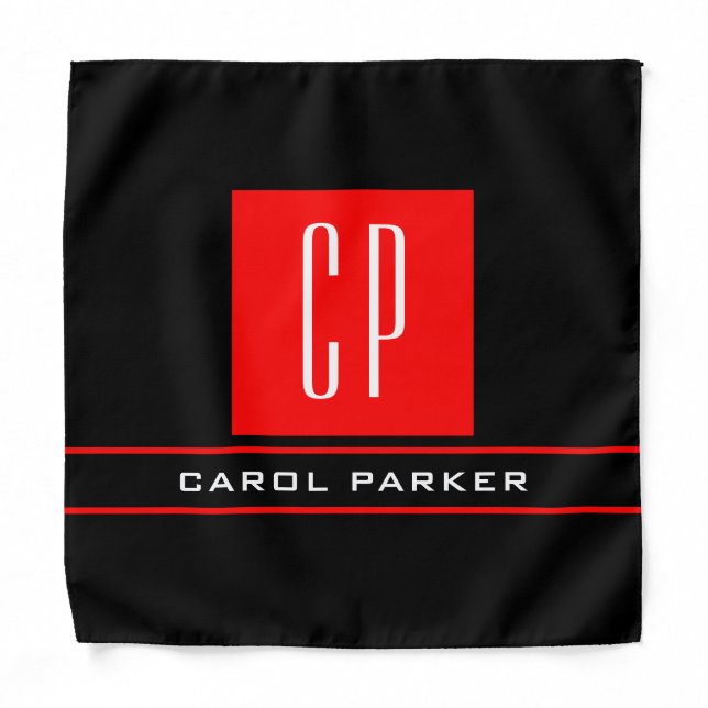 Modern Monogram Professional Plain Simple Name Bandana (Front)
