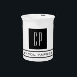 Modern Monogram Professional Plain Simple Name Beverage Pitcher<br><div class="desc">Easy Editing Tools. Different Types and Sizes,  Color and Font Choices.</div>
