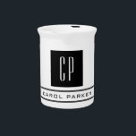 Modern Monogram Professional Plain Simple Name Beverage Pitcher<br><div class="desc">Easy Editing Tools. Different Types and Sizes,  Color and Font Choices.</div>