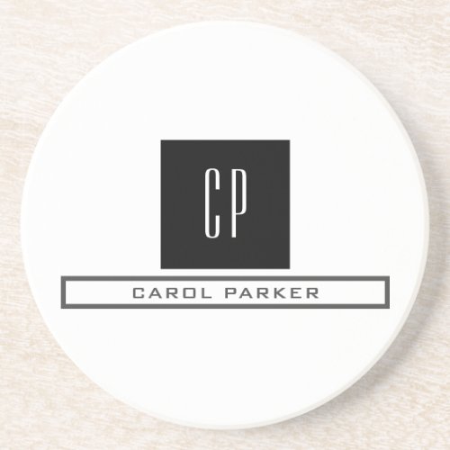 Modern Monogram Professional Plain Simple Name Coaster