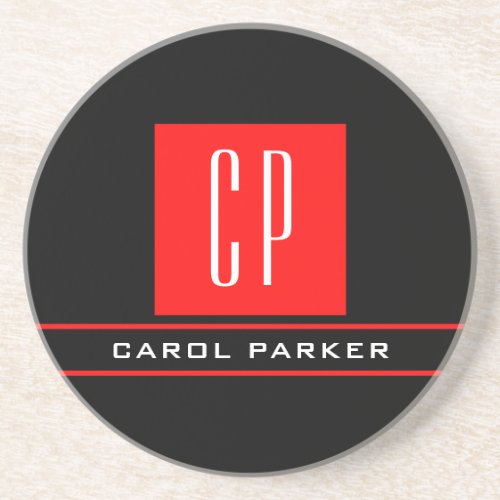 Modern Monogram Professional Plain Simple Name Coaster