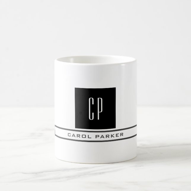 Modern Monogram Professional Plain Simple Name Coffee Mug (Center)