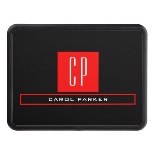 Modern Monogram Professional Plain Simple Name  Hitch Cover