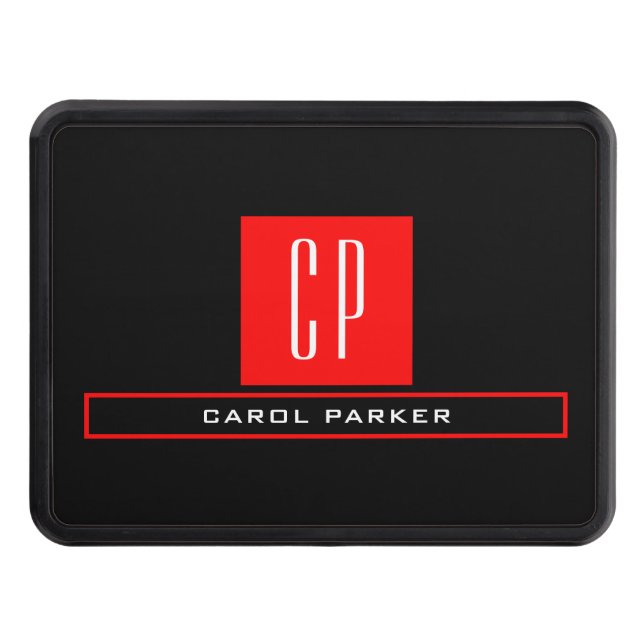 Modern Monogram Professional Plain Simple Name  Hitch Cover (Front)