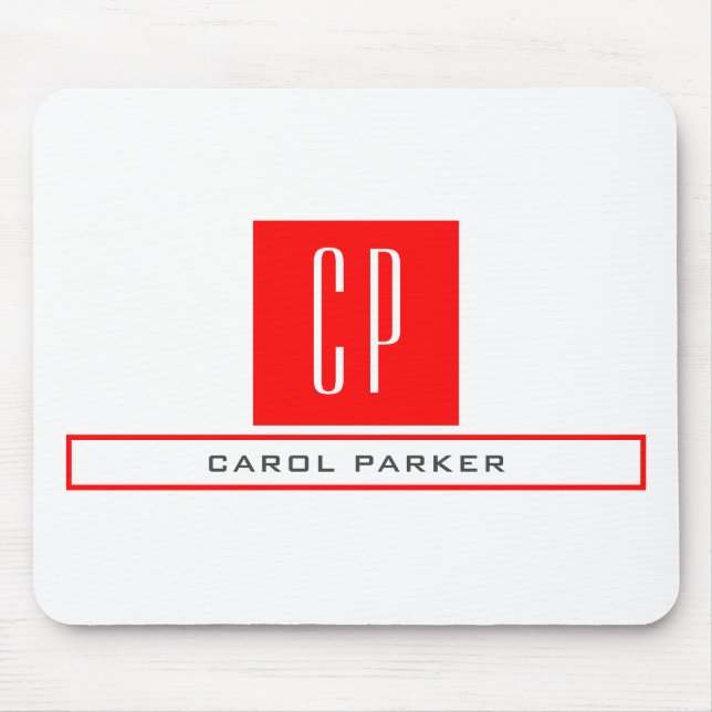 Modern Monogram Professional Plain Simple Name Mouse Pad (Front)