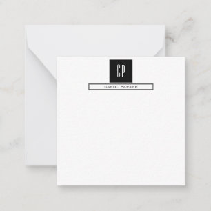 Modern Monogram Professional Plain Simple Name Note Card