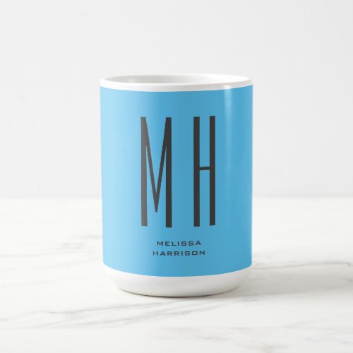 Modern Monogram Professional Plain Simple Sky Blue Coffee Mug