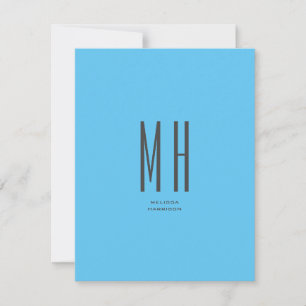 Modern Monogram Professional Plain Simple Sky Blue RSVP Card