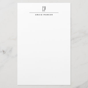 Modern Monogram Professional Plain Simple Stationery