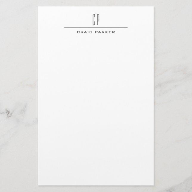 Modern Monogram Professional Plain Simple Stationery (Front)