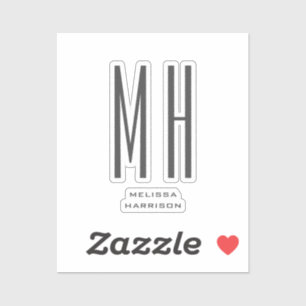 Modern Monogram Professional Plain Simple Sticker