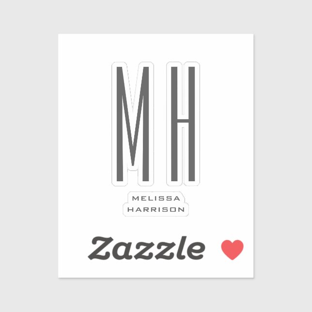 Modern Monogram Professional Plain Simple Sticker (Sheet)