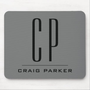 Modern Monogram Professional Plain Your Name Mouse Pad