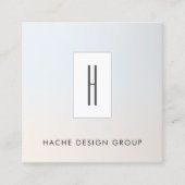 Modern Monogram, Professional Silver Gray Square Business Card (Front)
