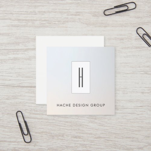 Modern Monogram Professional Silver Gray Square Business Card