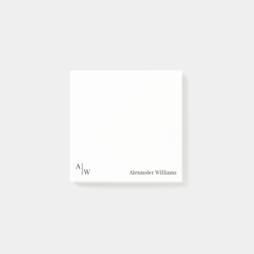 Modern Monogram Professional Simple Black Minimal Post_it Notes