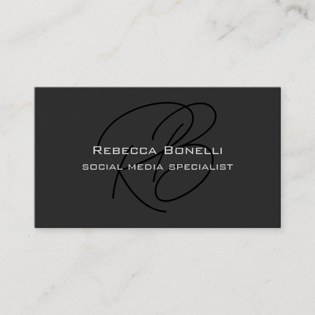 Modern Monogram Professional Two Sided Business Card (Front)