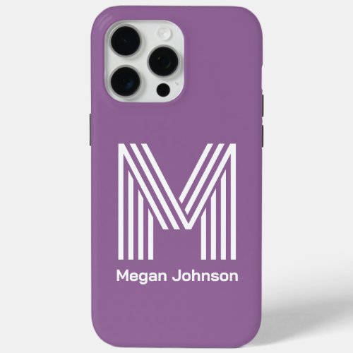 Modern Monogram Purple iPhone 15 Pro Max Case