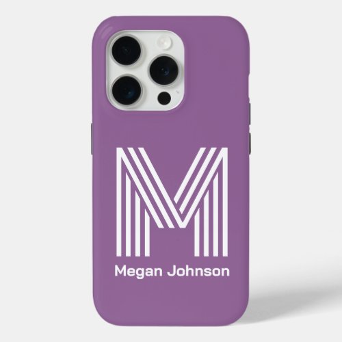 Modern Monogram Purple iPhone 15 Pro Case