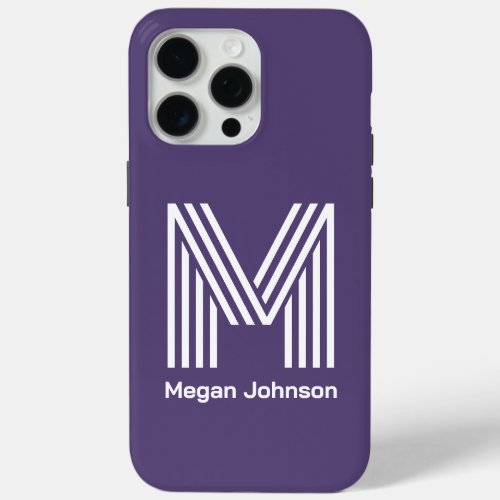 Modern Monogram Purple iPhone 15 Pro Max Case