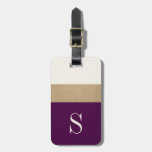 Modern Monogram Purple Gold Striped | Luggage Tag at Zazzle