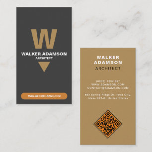 Modern (Monogram QR) Bronze & Matte Black Business Card