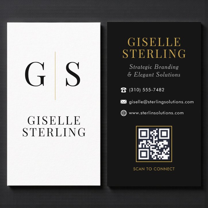 Modern Monogram QR Code Business Business Card